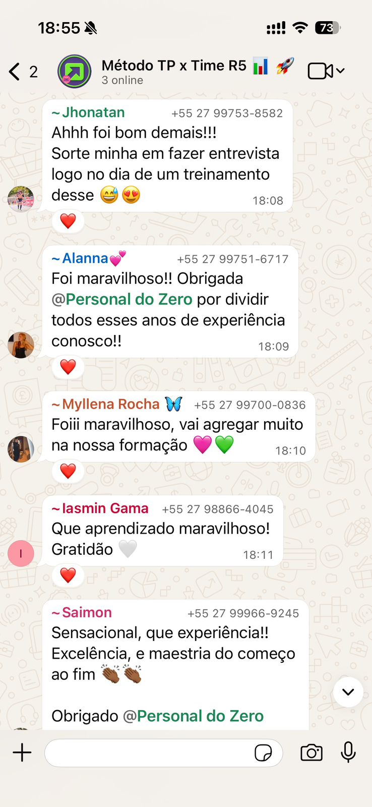 Depoimento de aluno